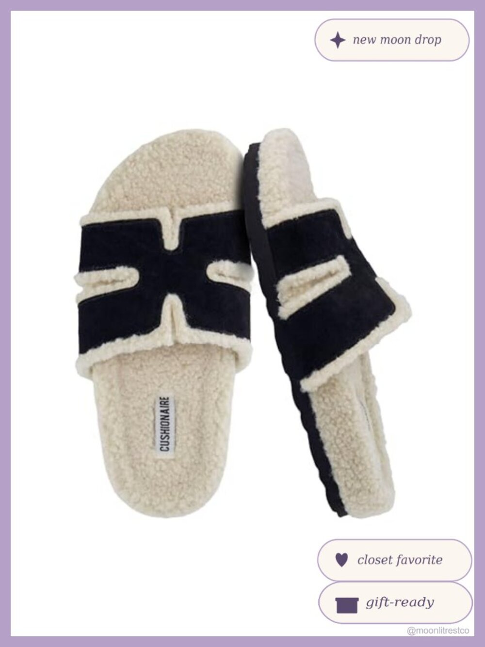 Faux Shearling Slide Slippers with Memory Foam Non-Slip Sole